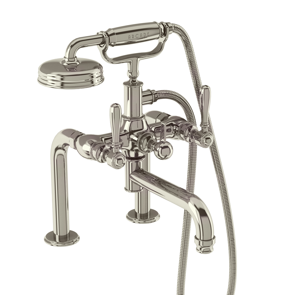 Arcade Bath shower mixer deck-mounted - nickel with brass lever